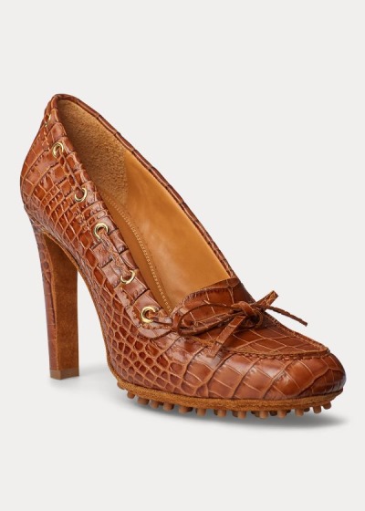 Women's Ralph Lauren Lorean Embossed Calfskin Pumps | 356470MBZ